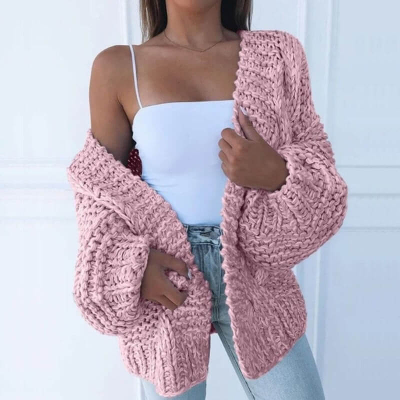 Gilet Cocoon Chic Rose - Cardigan Tendance et Confortable pour une Mode Féminine et Élégante