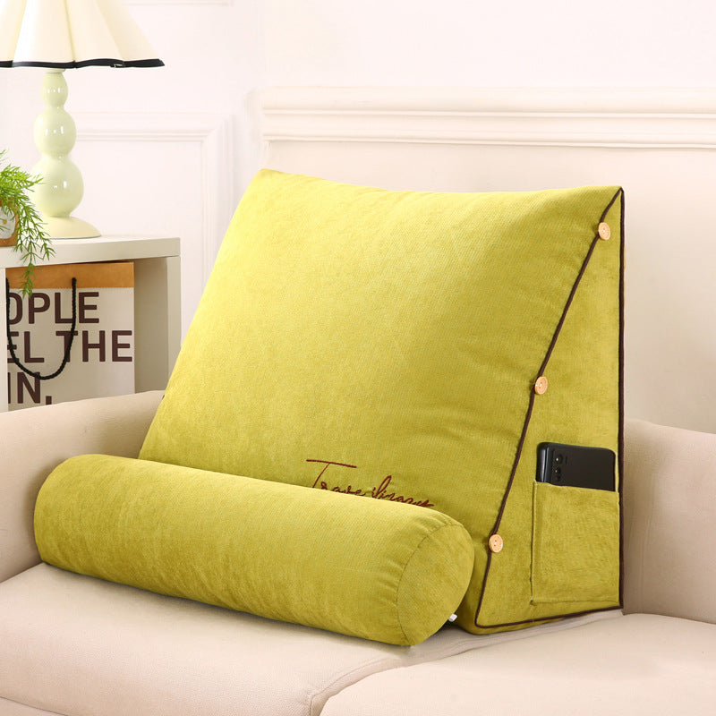 Coussin de Soutien Dorsal en Forme de Coin - Vert Confort Ergonomique pour Lit ou Canapé