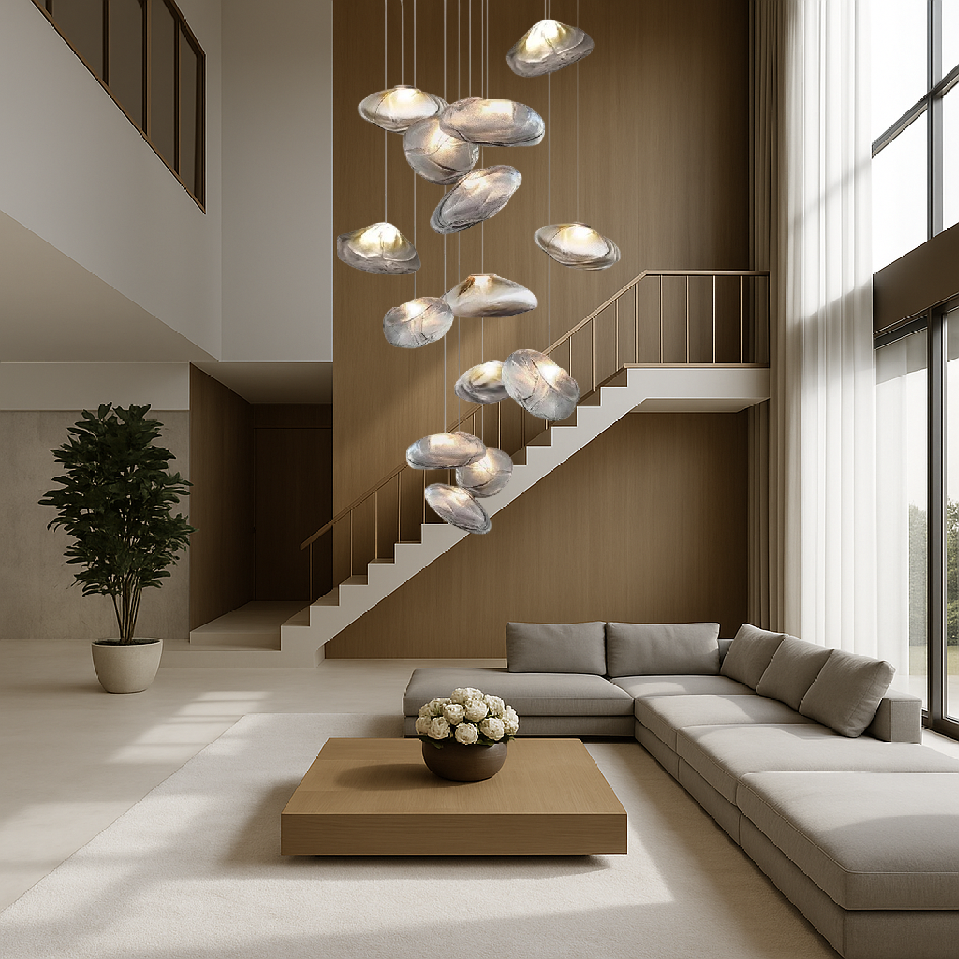 Lampadario Villa in vetro nordico