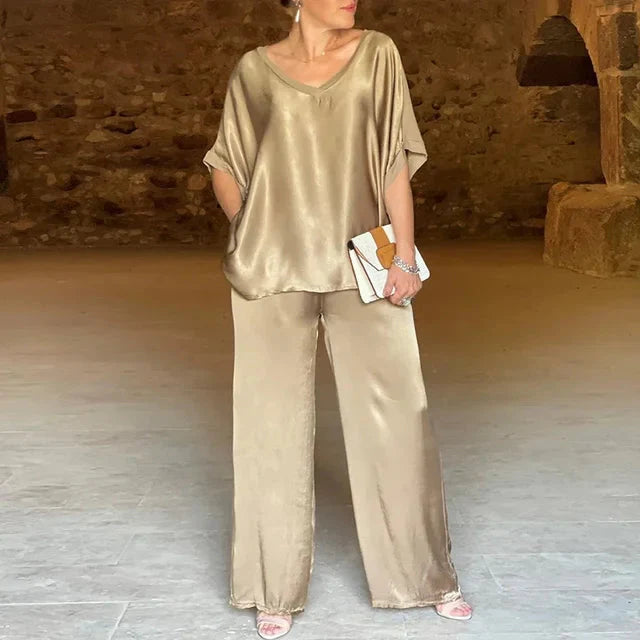 Ensemble Soyeux Isabella Kaki - Ajustement Flattant et Tenue Élégante travel