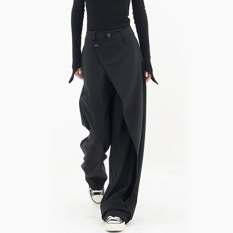 Pantalon large Julia noir coupe asymétrique style rétro travel bottle leak-pr