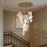 Lampadario per scale in acrilico dorato