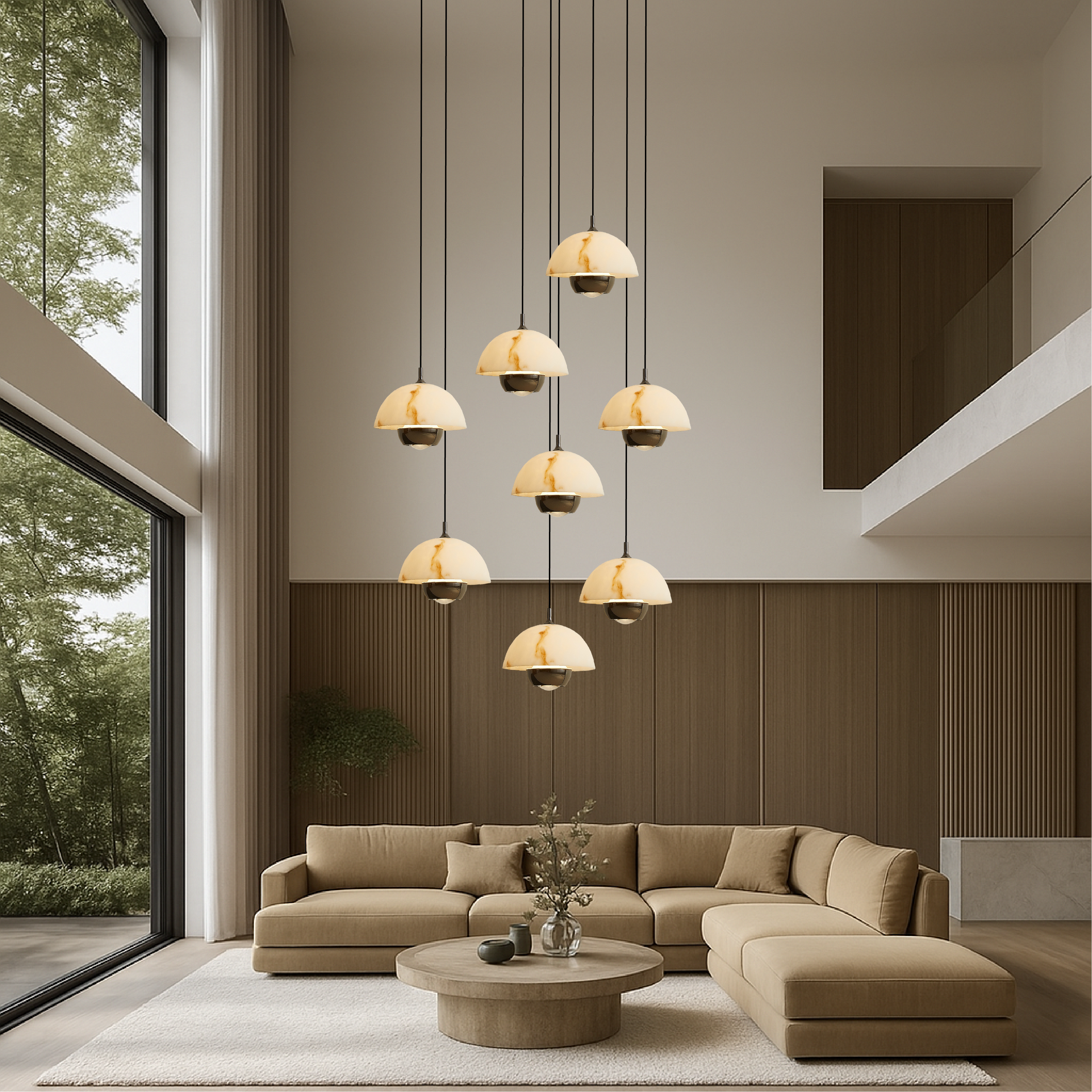 Lampadario per scale in marmo naturale a 8 teste