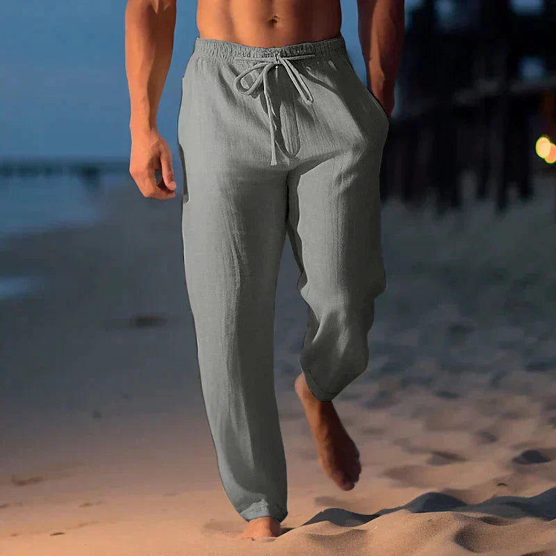 Pantalon d'été en lin Marcel pour hommes en Gris | Confort léger et mode estivale