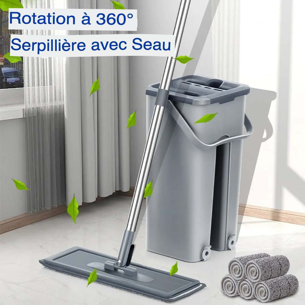 Mop de nettoyage automatique en microfibres - Conception ergonomique et haute qualité pour un nettoyage efficace
