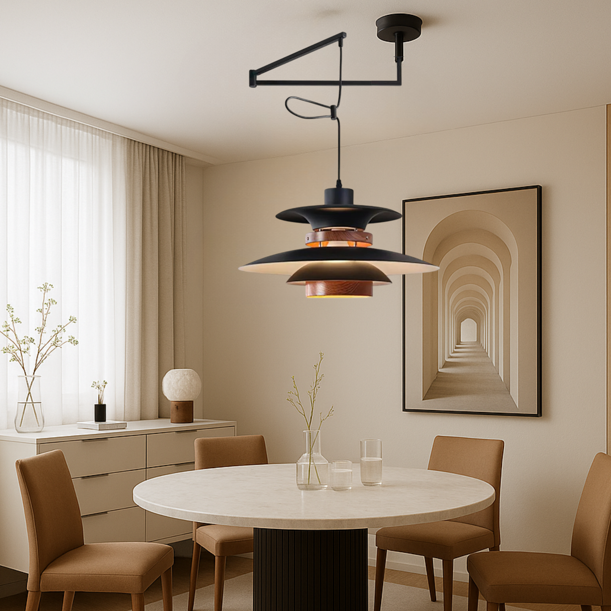 Lampada a sospensione con braccio articolato Merado
