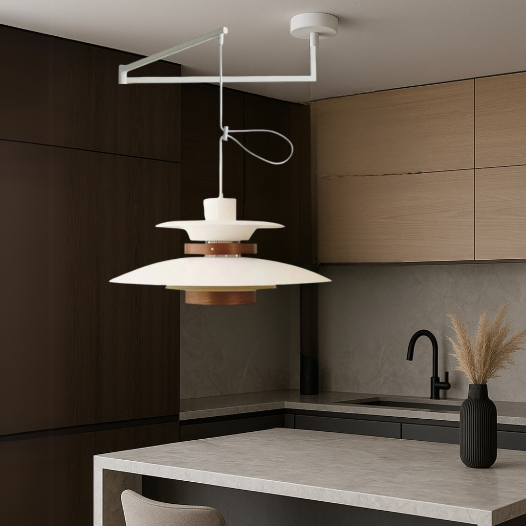 Lampada a sospensione con braccio articolato Merado