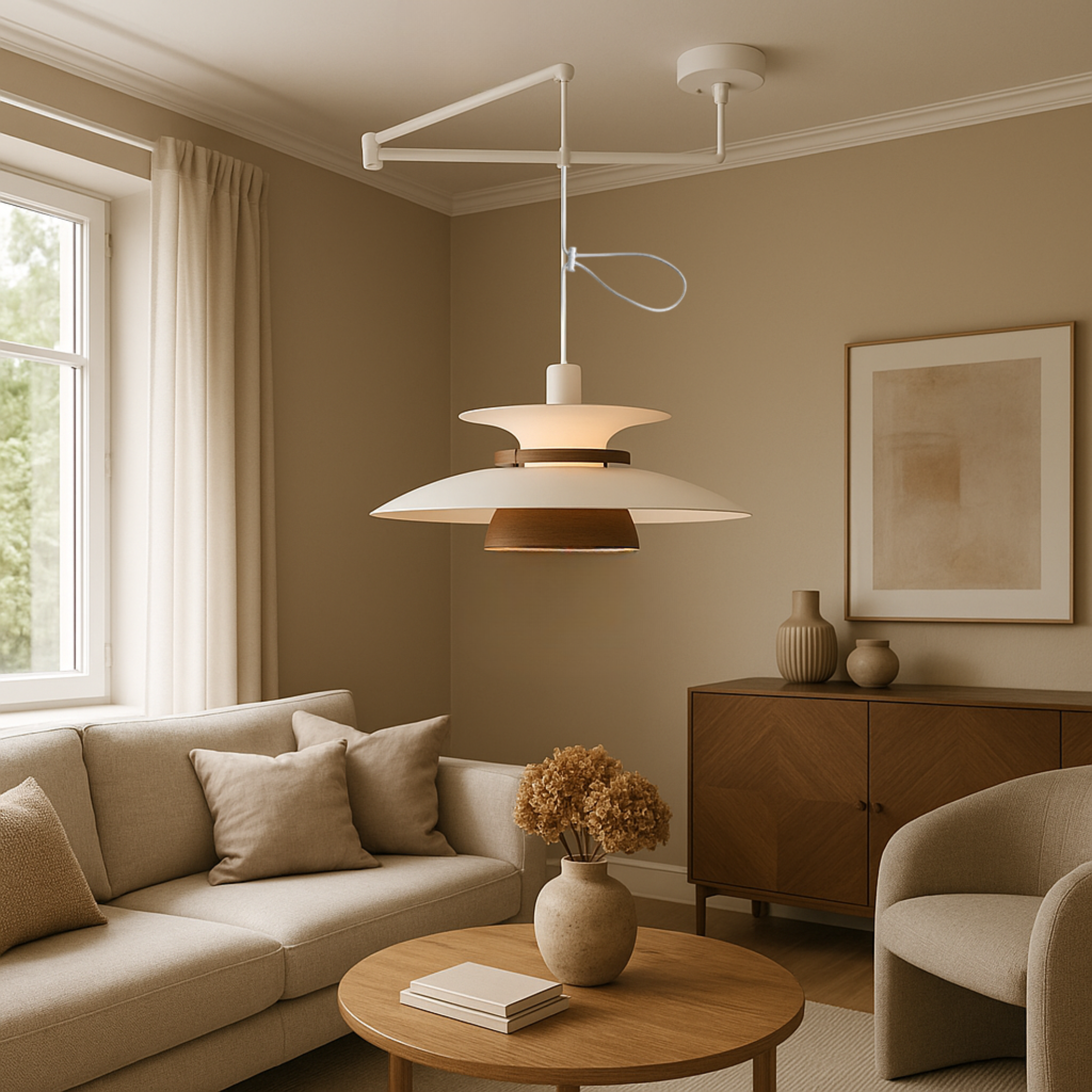 Lampada a sospensione con braccio articolato Merado
