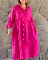 Noemi - Abito ampio con camicia in cotone e lino