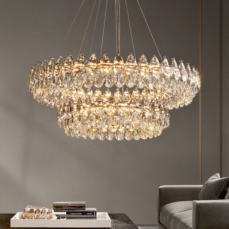 Lampadario a anelli di cristallo