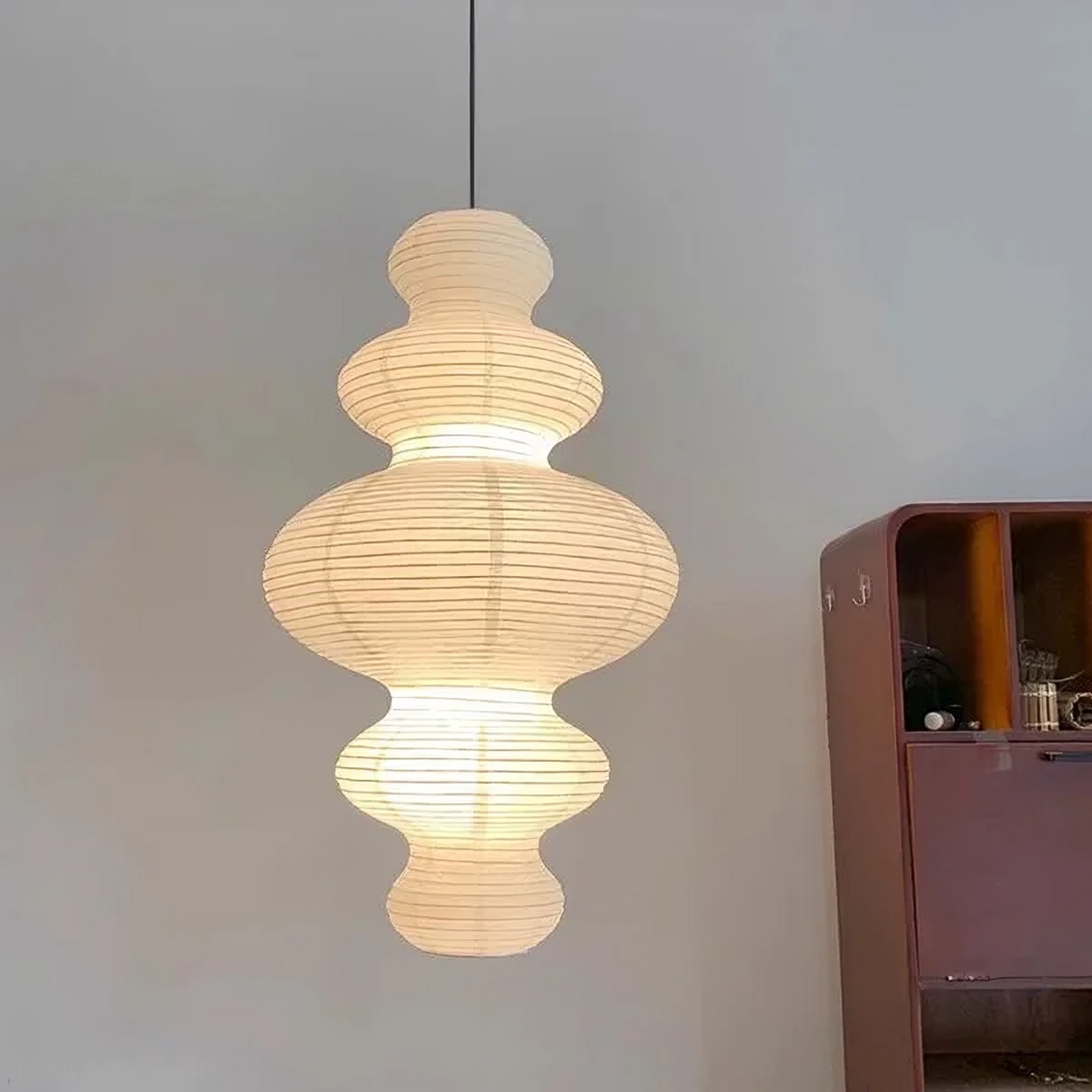 Lampada a sospensione in carta di riso multistrato