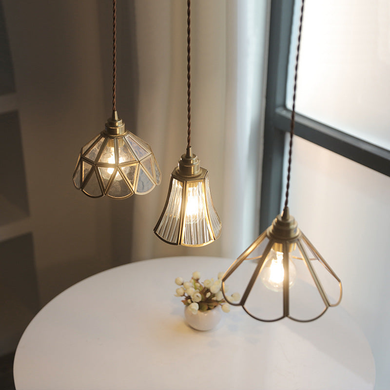Lampada a sospensione in vetro vintage