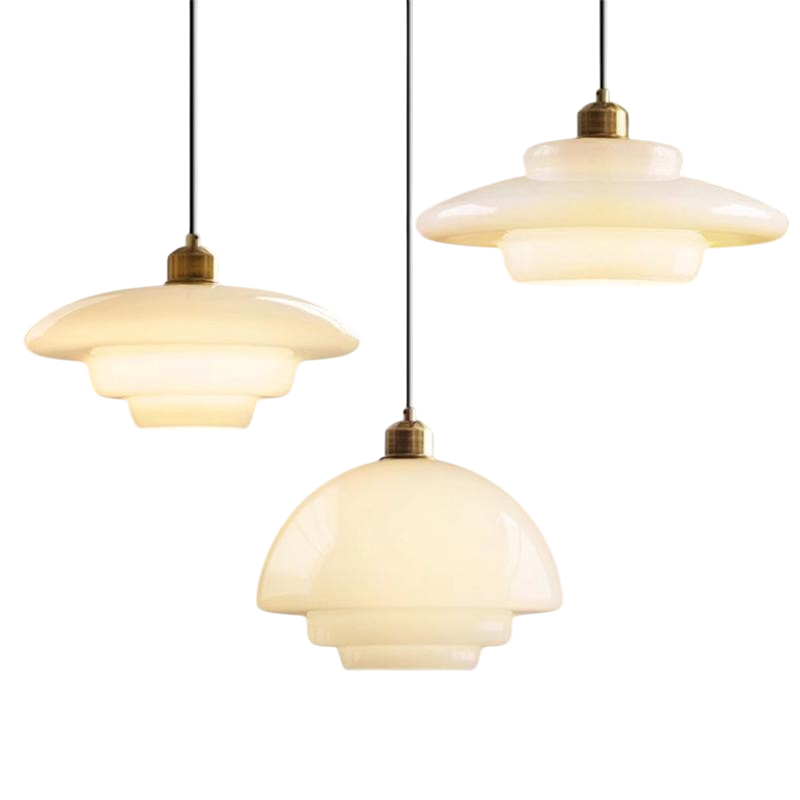 Lampada a sospensione in vetro bianco latte