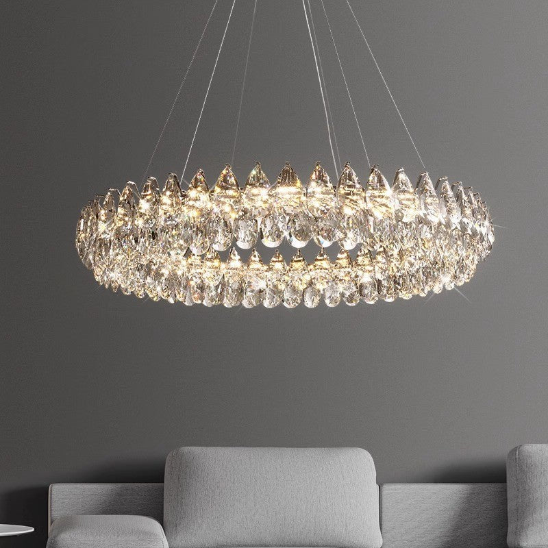 Lampadario a anelli di cristallo