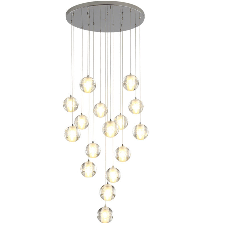 Lampadario per scale con sfere di cristallo