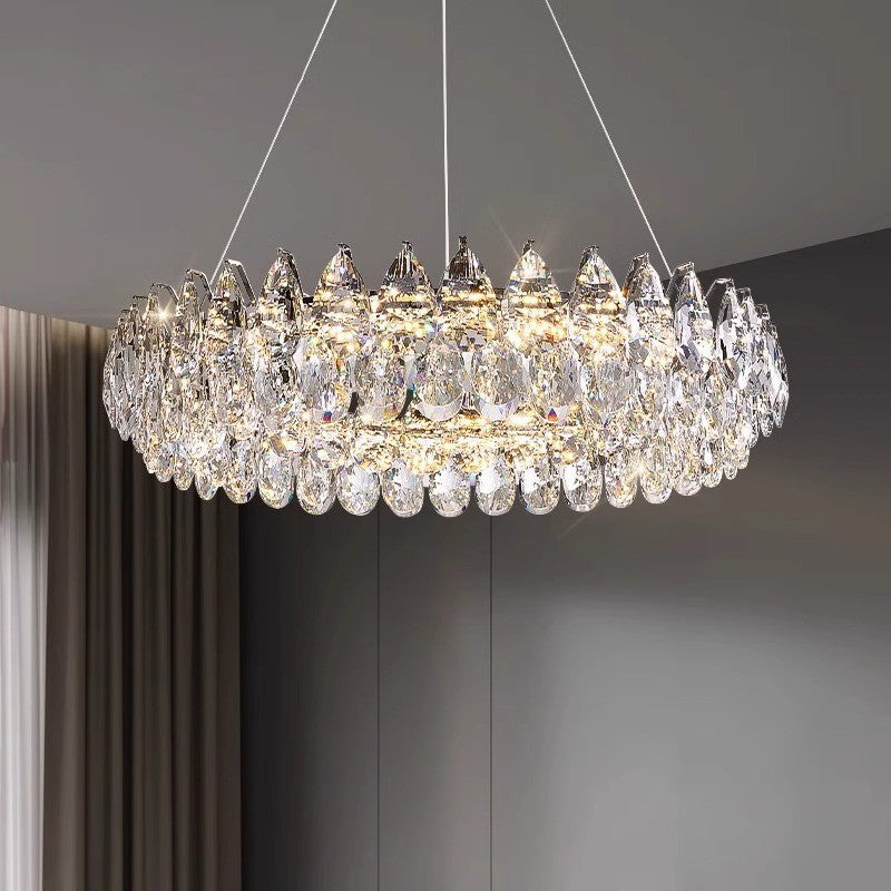 Lampadario a anelli di cristallo
