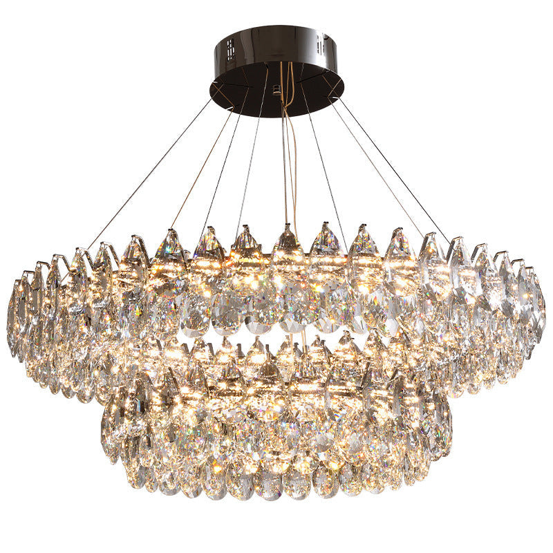 Lampadario a anelli di cristallo