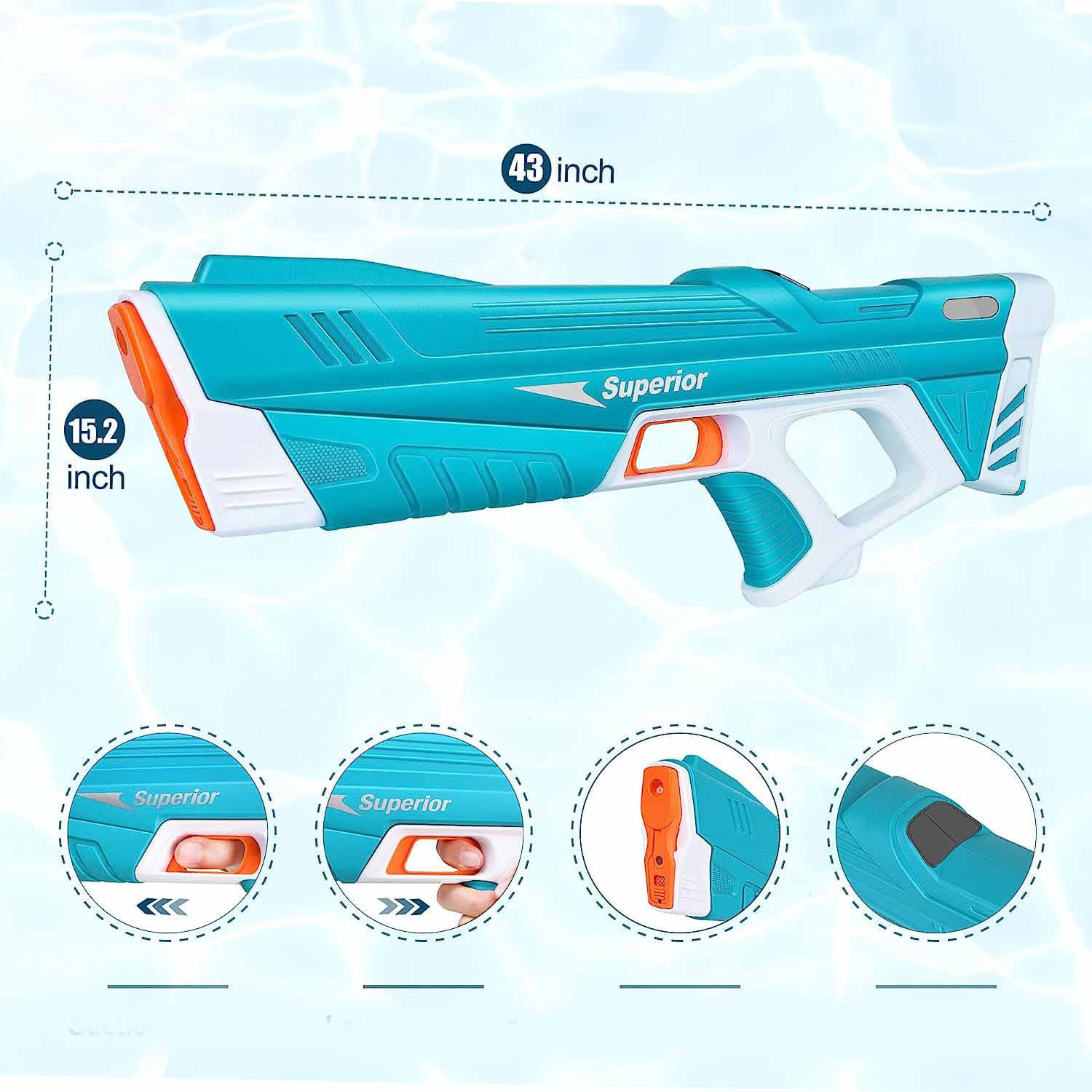 Pistolet à eau électrique pour enfant - Design ergonomique pour une prise en main confortable