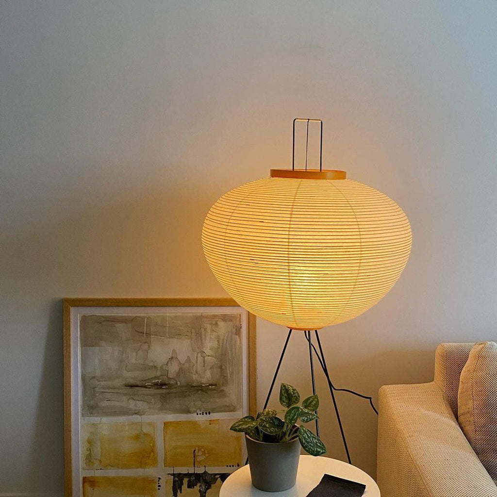 Lampada da terra in carta di riso