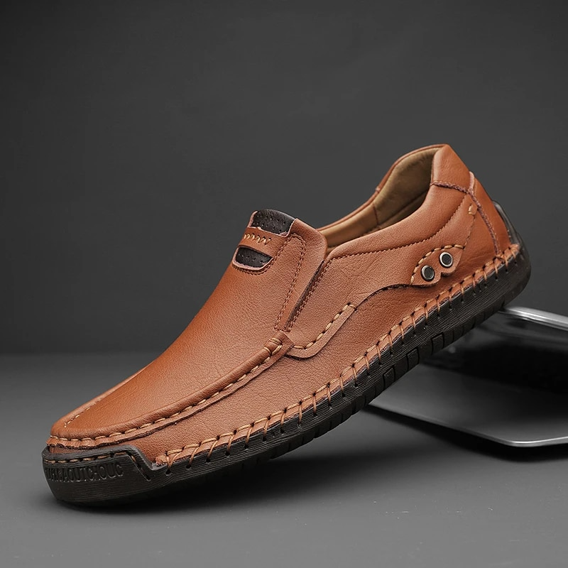 Chaussures en Cuir Véritable Romain, design pratique en Marron clair travel b