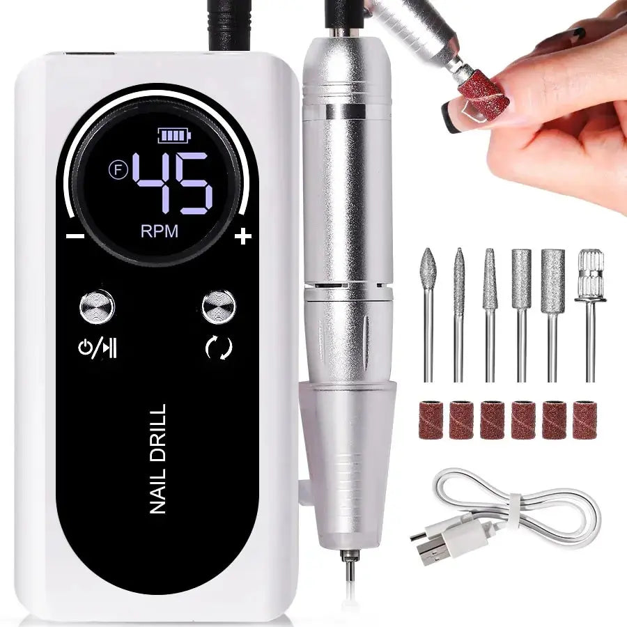 Ponceuse Ongles Rechargeable 45000RPM - Faible Bruit | Blanc travel bottle le