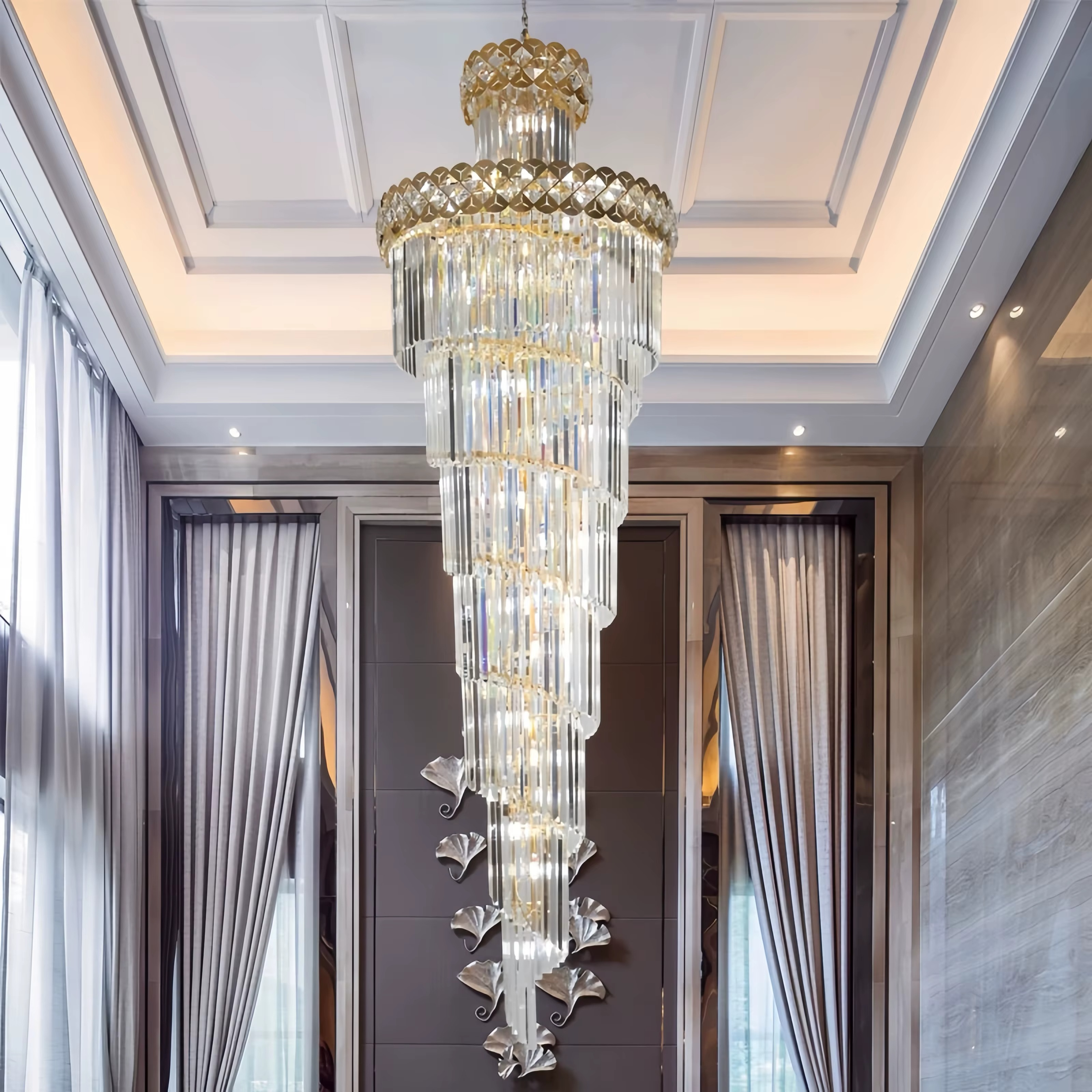 Lampadario moderno per scale in cristallo