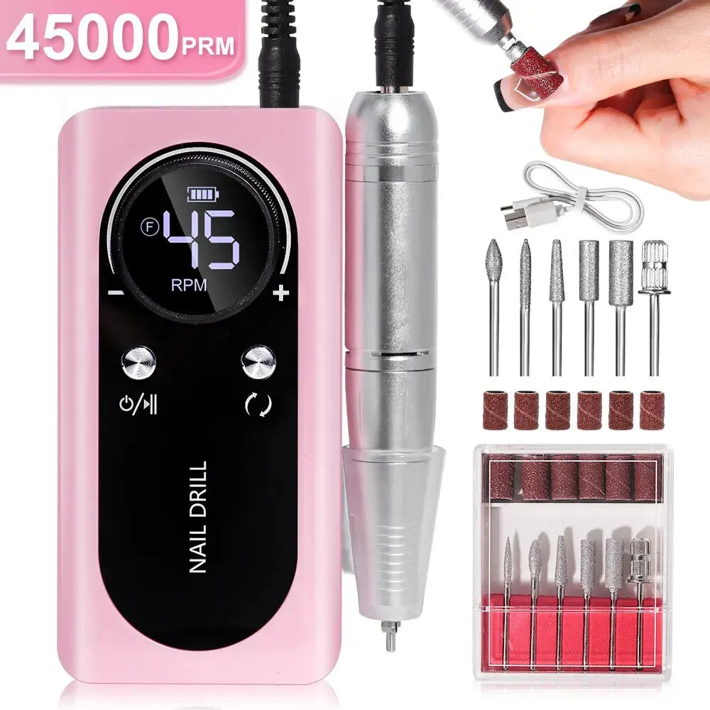 Ponceuse Ongles Rechargeable 45000RPM - Faible Bruit | Rose travel bottle lea