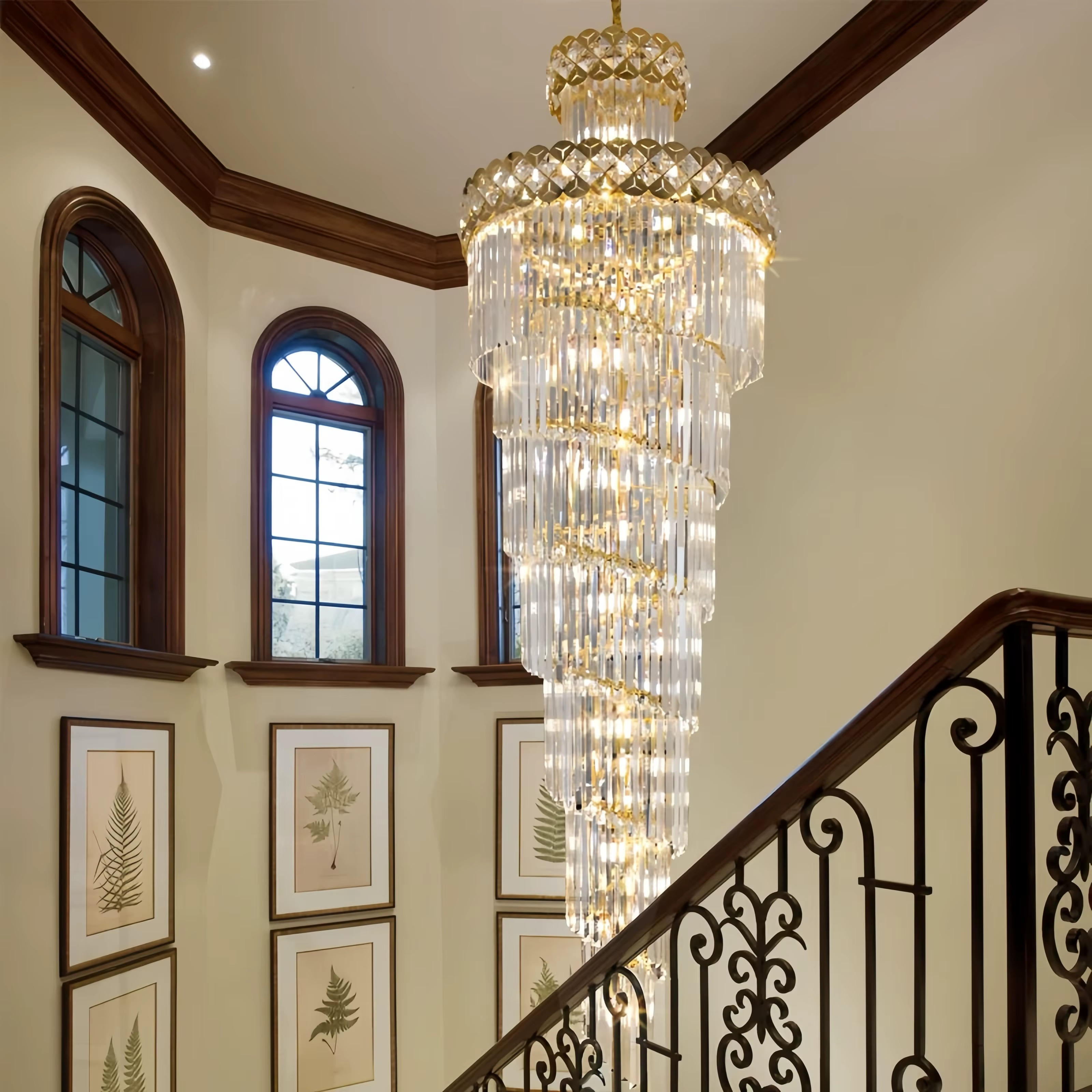 Lampadario moderno per scale in cristallo
