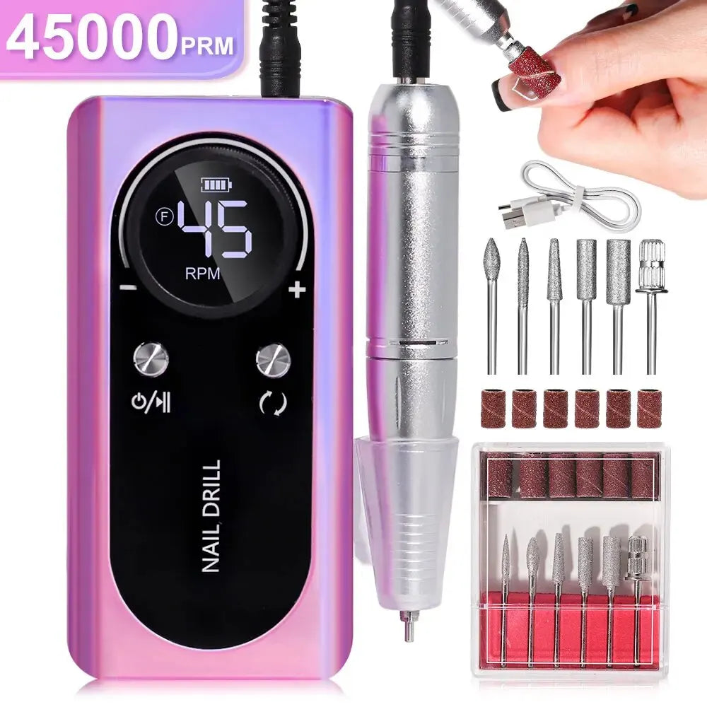 Ponceuse Ongles Rechargeable 45000RPM - Faible Bruit | Pourpre travel bottle