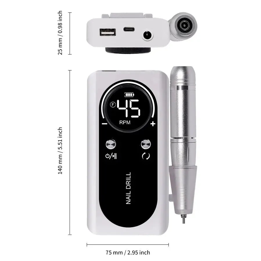 Ponceuse Ongles Rechargeable 45000RPM - Faible Bruit | Outil Manucure Salon t