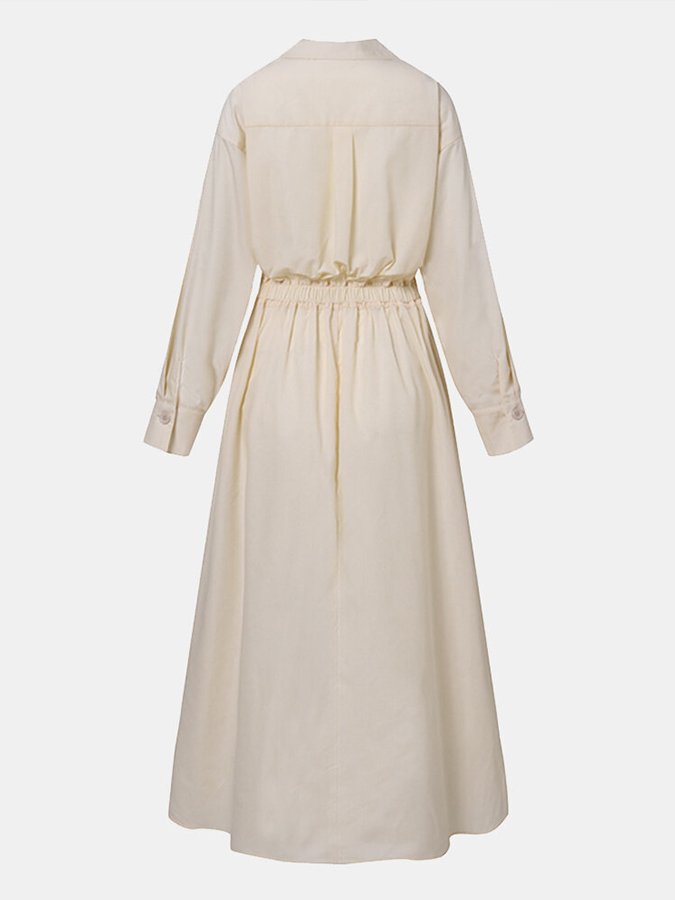 Robe chic tendance en mélange coton, manches longues, confort élégant travel