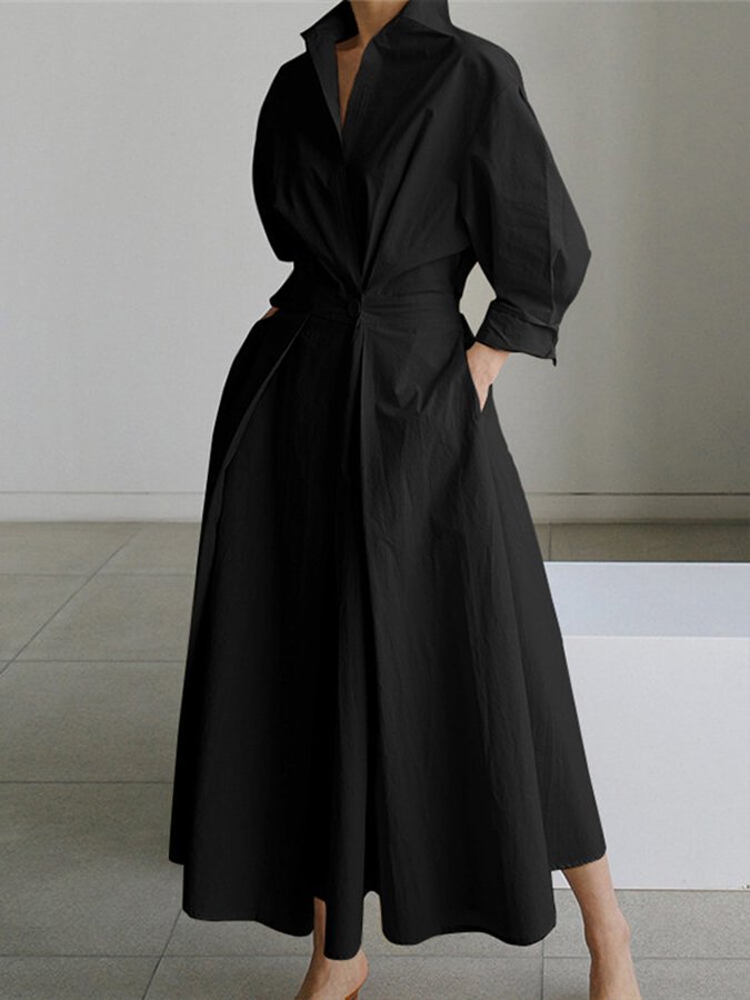 Robe noire chic tendance , manches longues, polyvalente, tailles S-XL travel