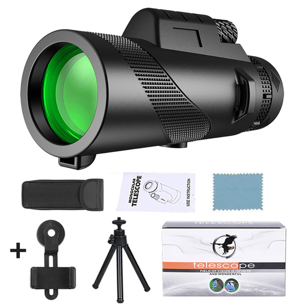 Télescope Monoculaire Puissant Zoom 80x100 - Adaptateur téléphone et Trepied, lentille multicouche et étanche