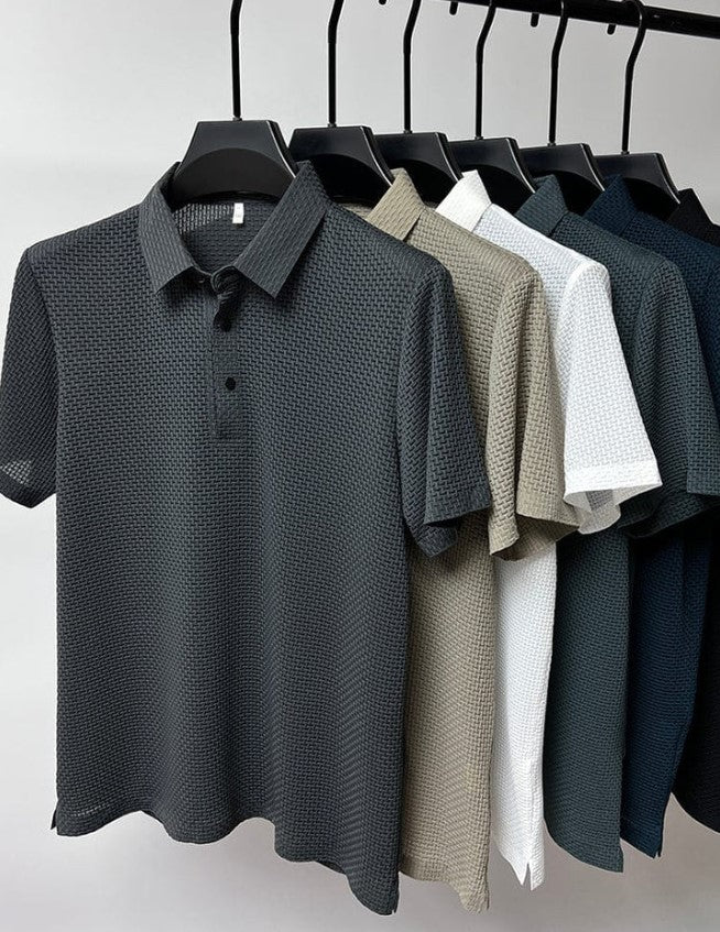 Polo de luxe à manches courtes de couleur Gris pour un style décontracté et sophistiqué