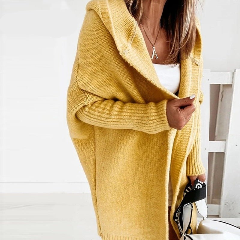 Cardigan chaud en laine de qualité, couleur Jaune pour un look tendance automnal