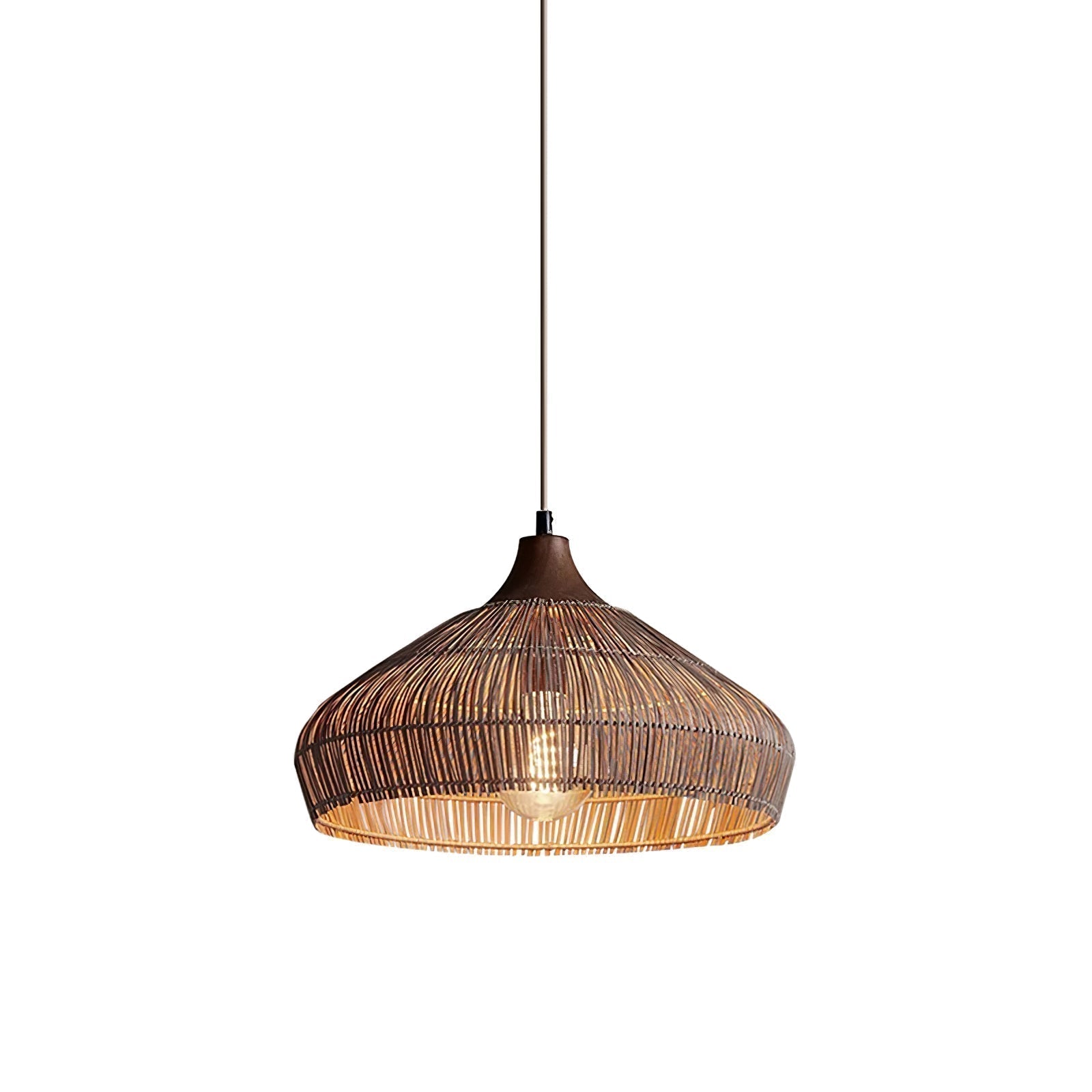 Lampada sospesa in vimini e rattan