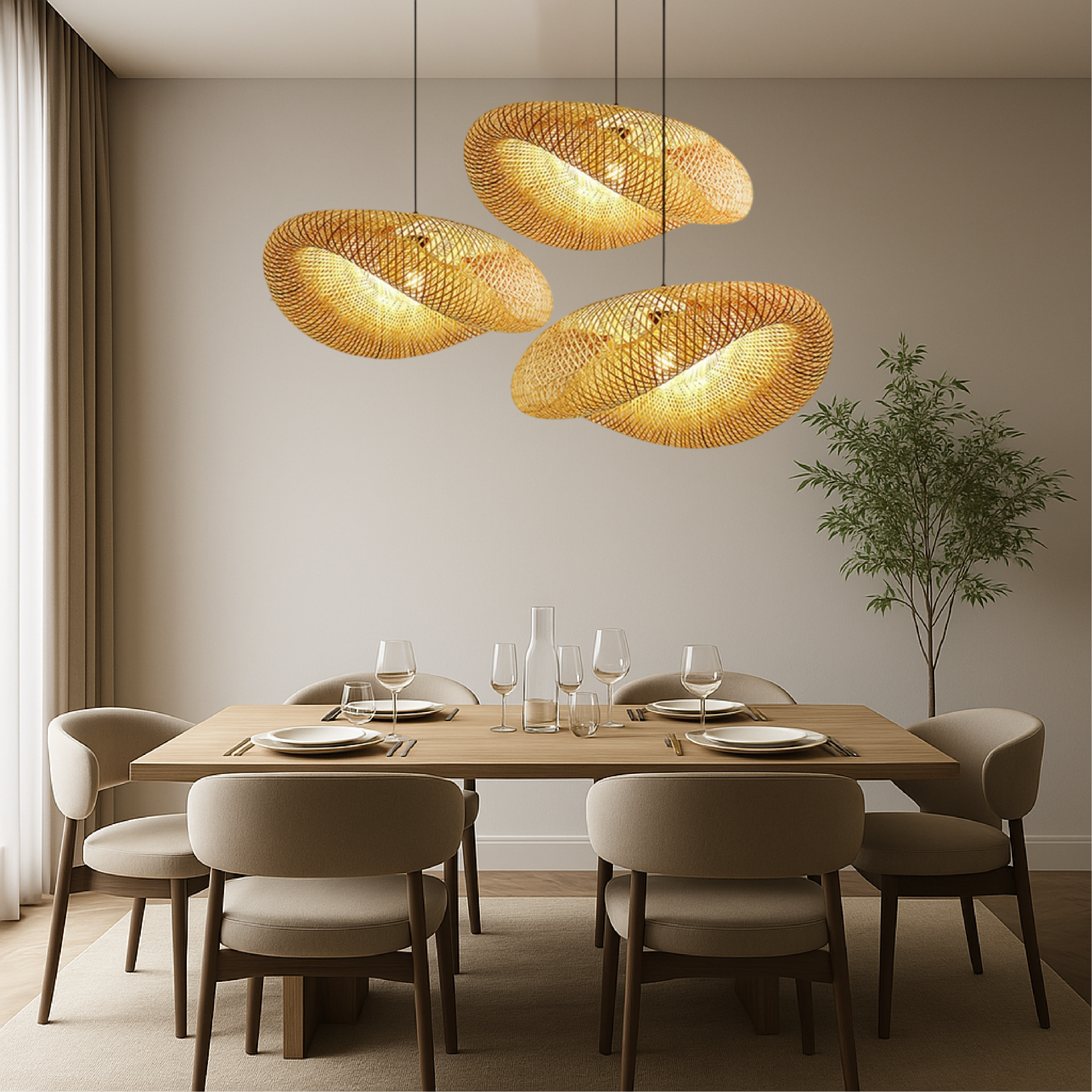 Lampada a sospensione in bambù