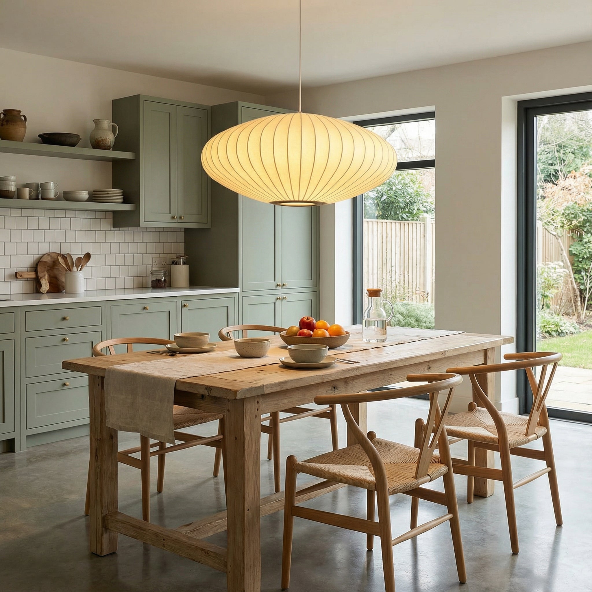 Lampadario in seta italiana
