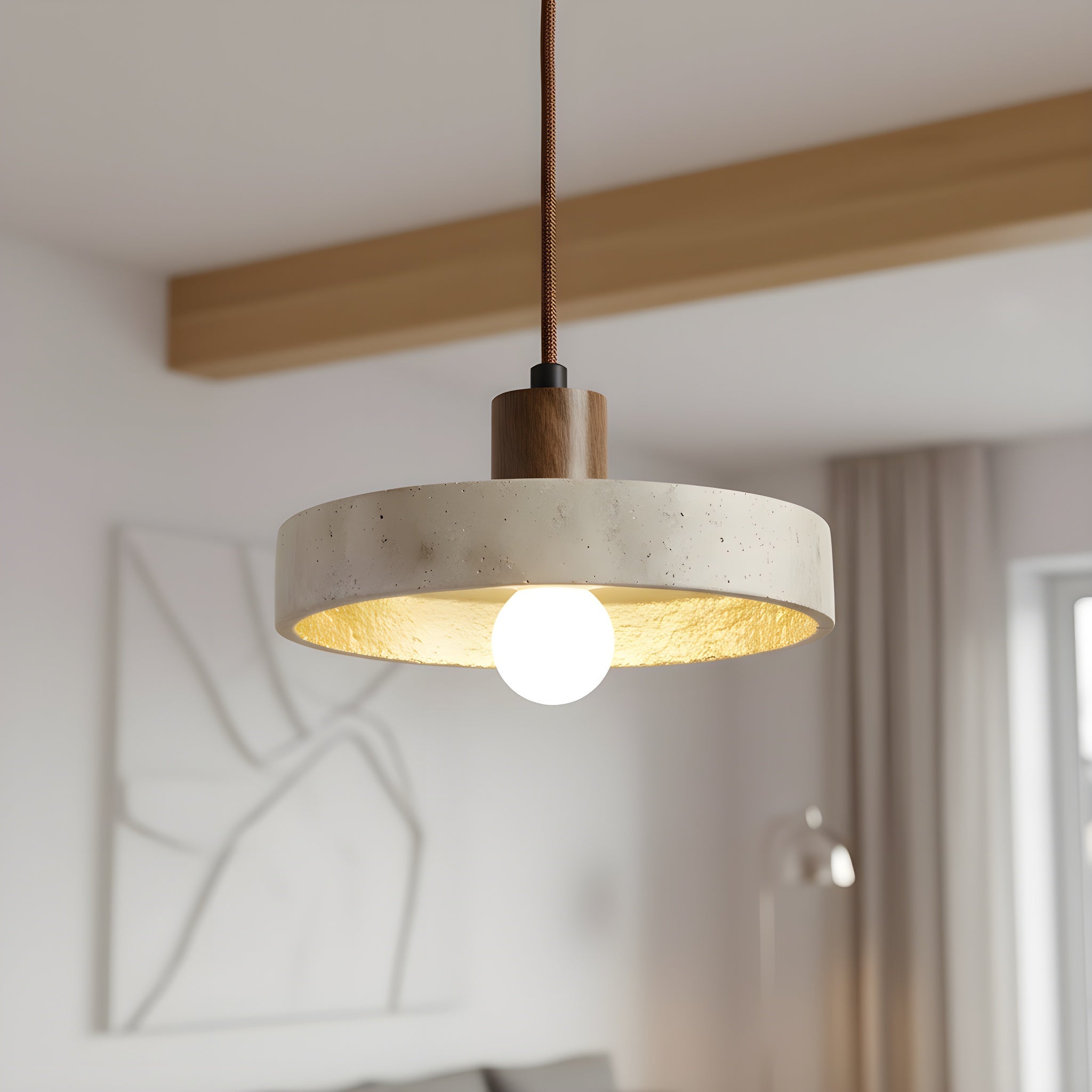Lampada a sospensione Bauhaus in travertino