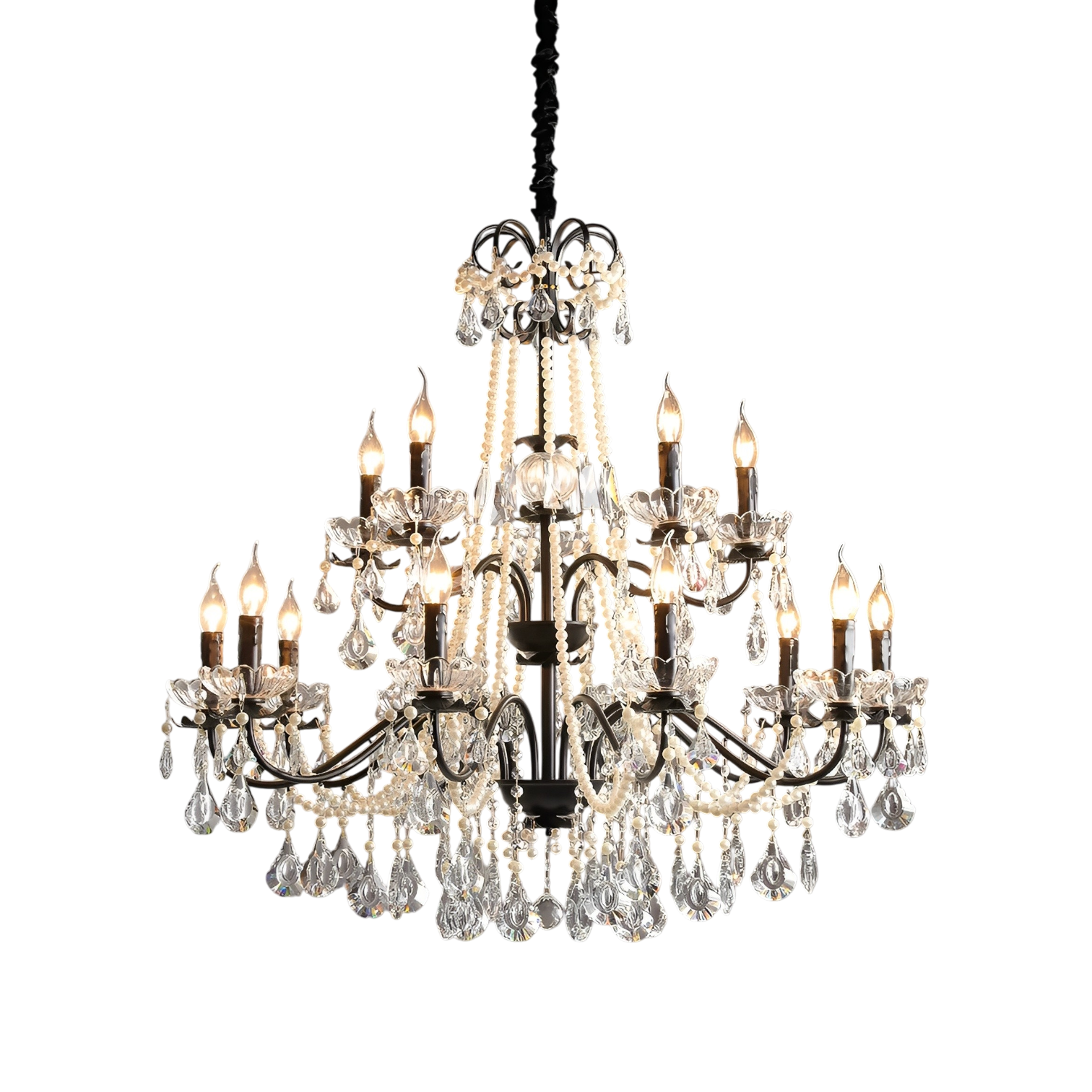 Lampadario francese in cristallo nero