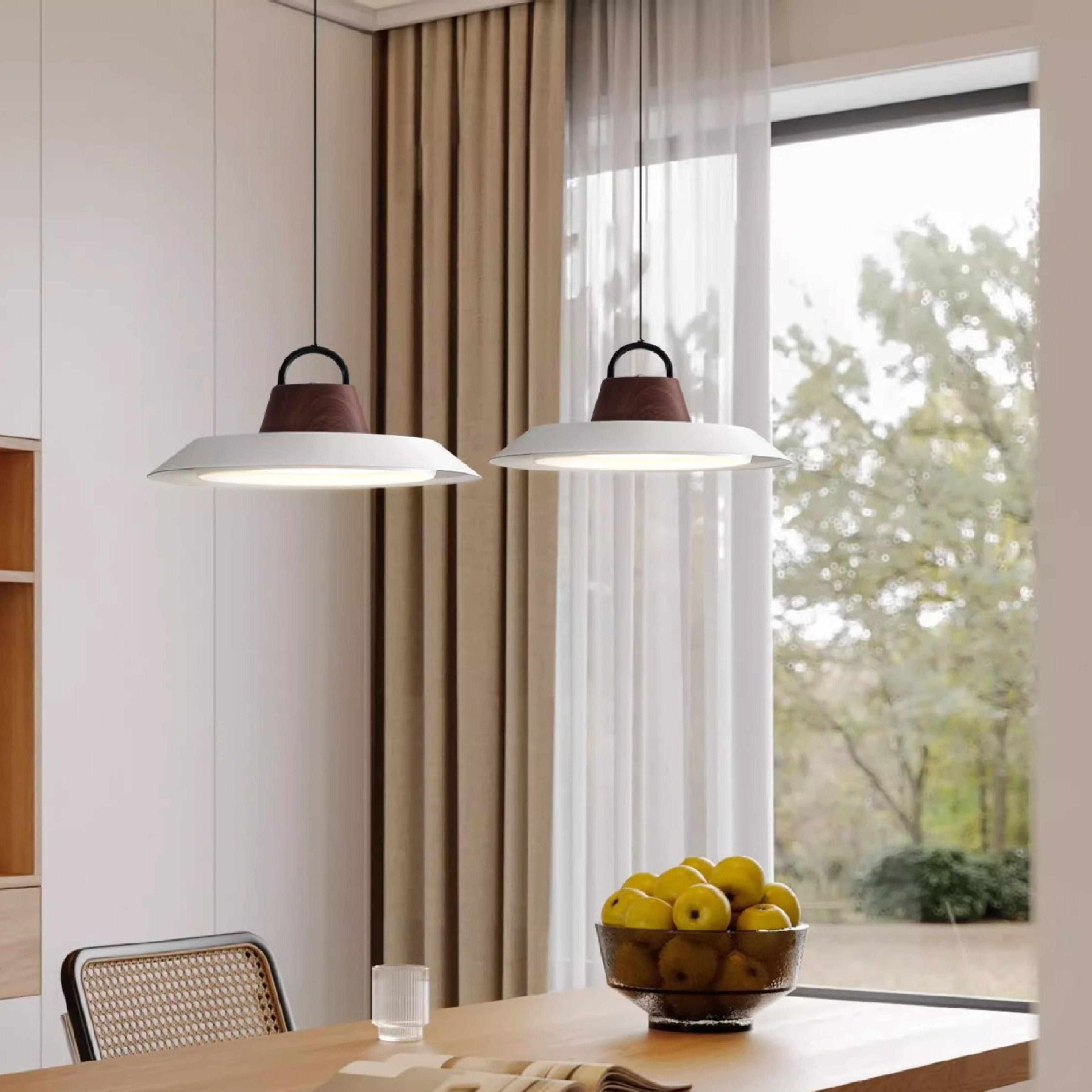 Lampada a sospensione scandinava in legno/metallo
