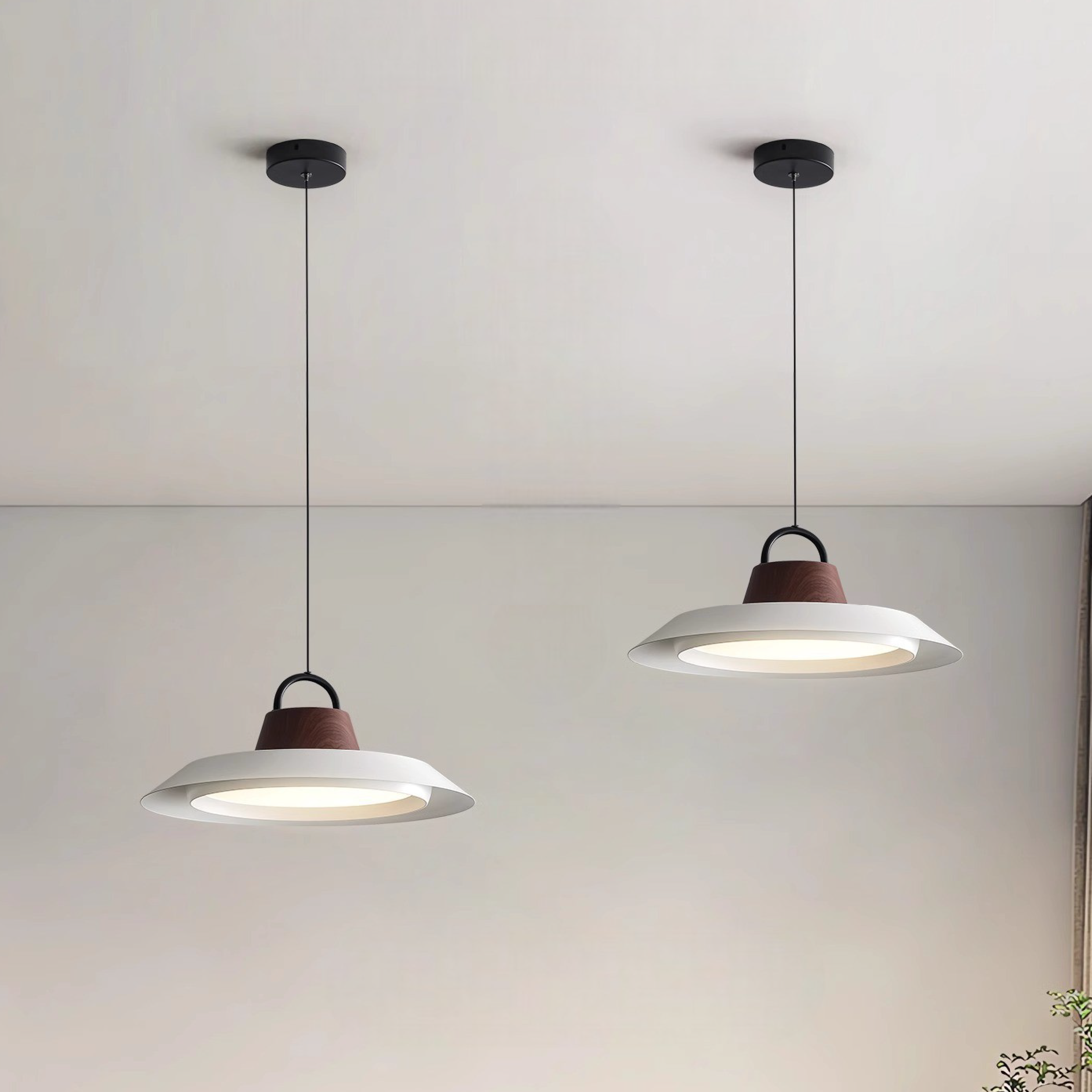 Lampada a sospensione scandinava in legno/metallo