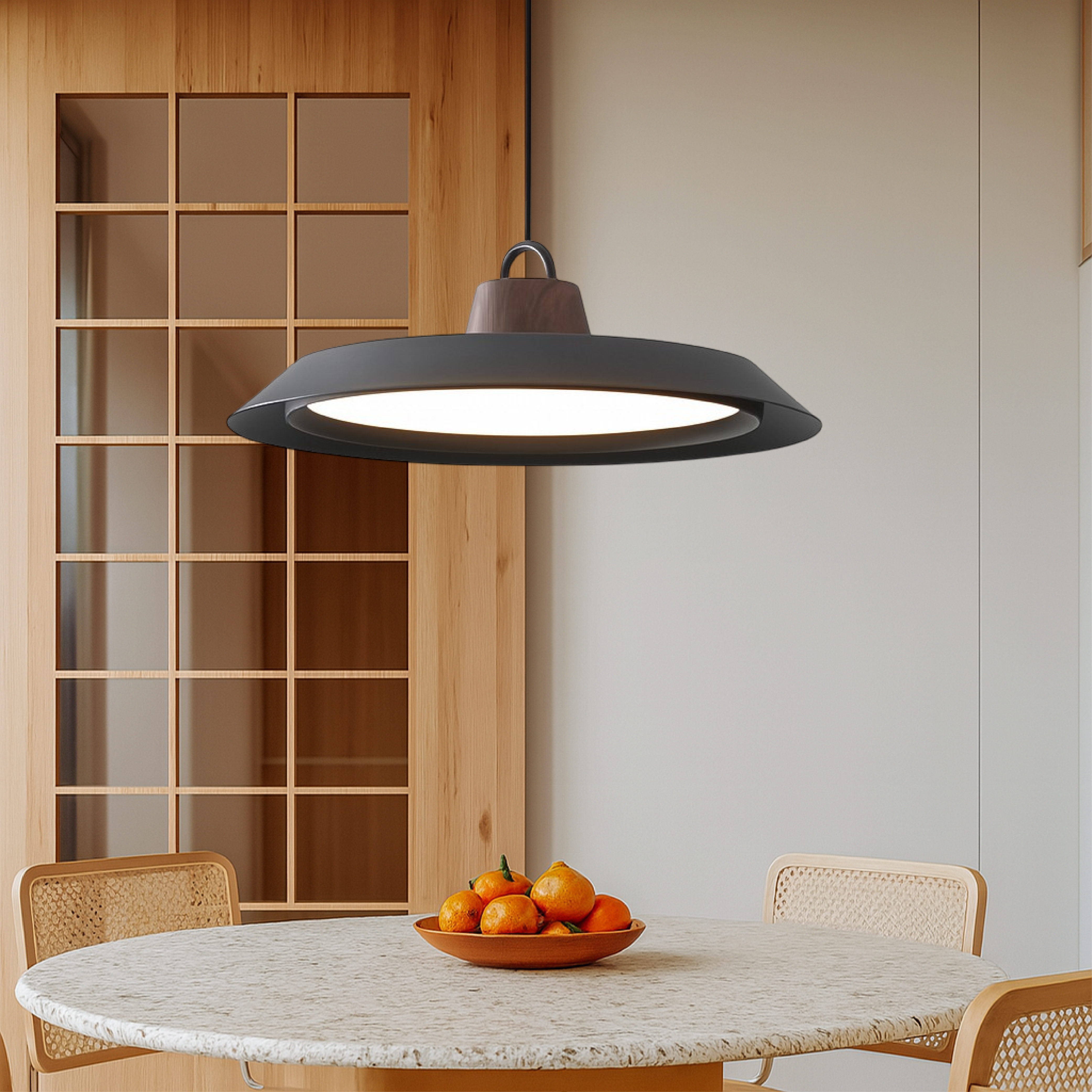 Lampada a sospensione scandinava in legno/metallo
