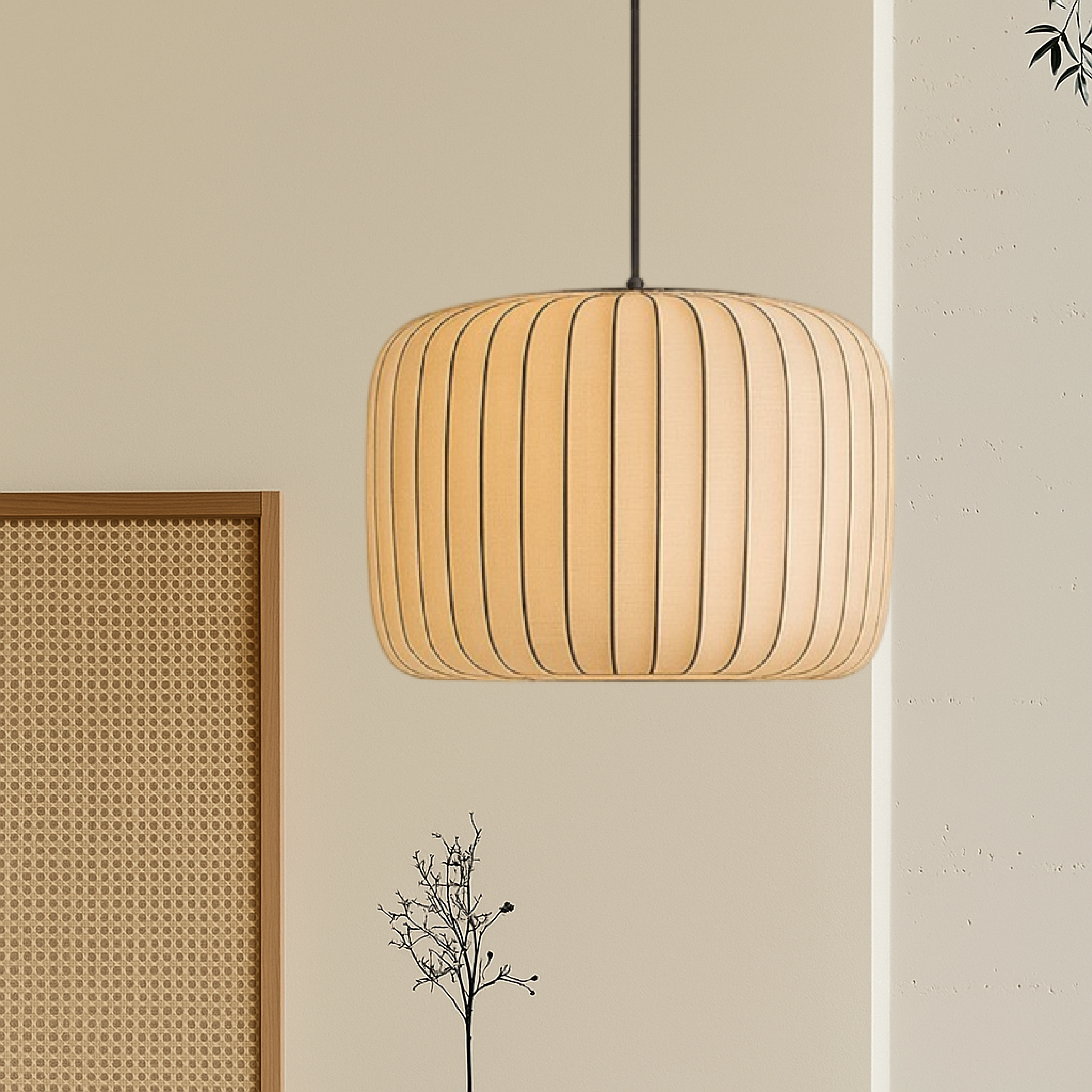 Lampada a sospensione in seta Rendara