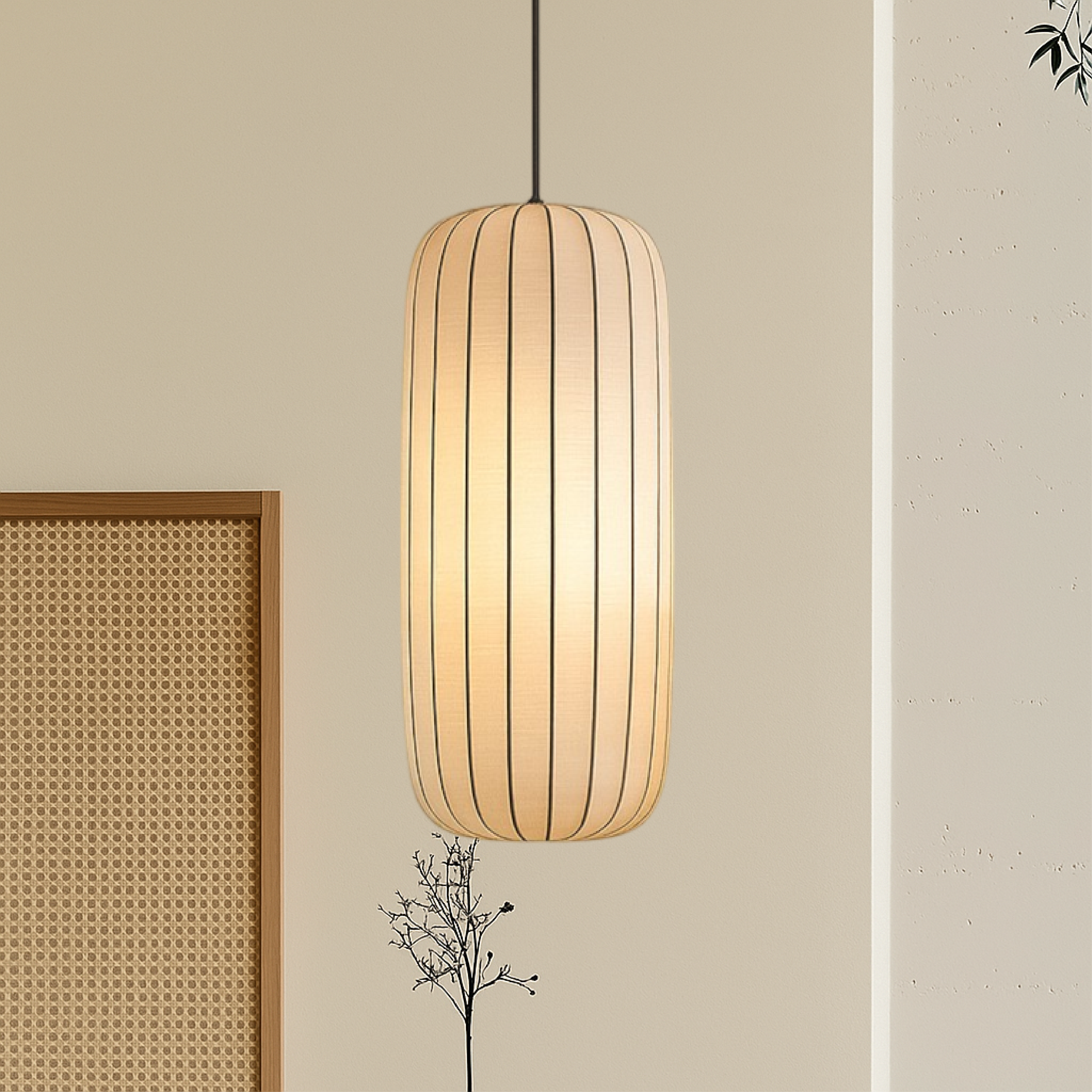 Lampada a sospensione in seta Rendara