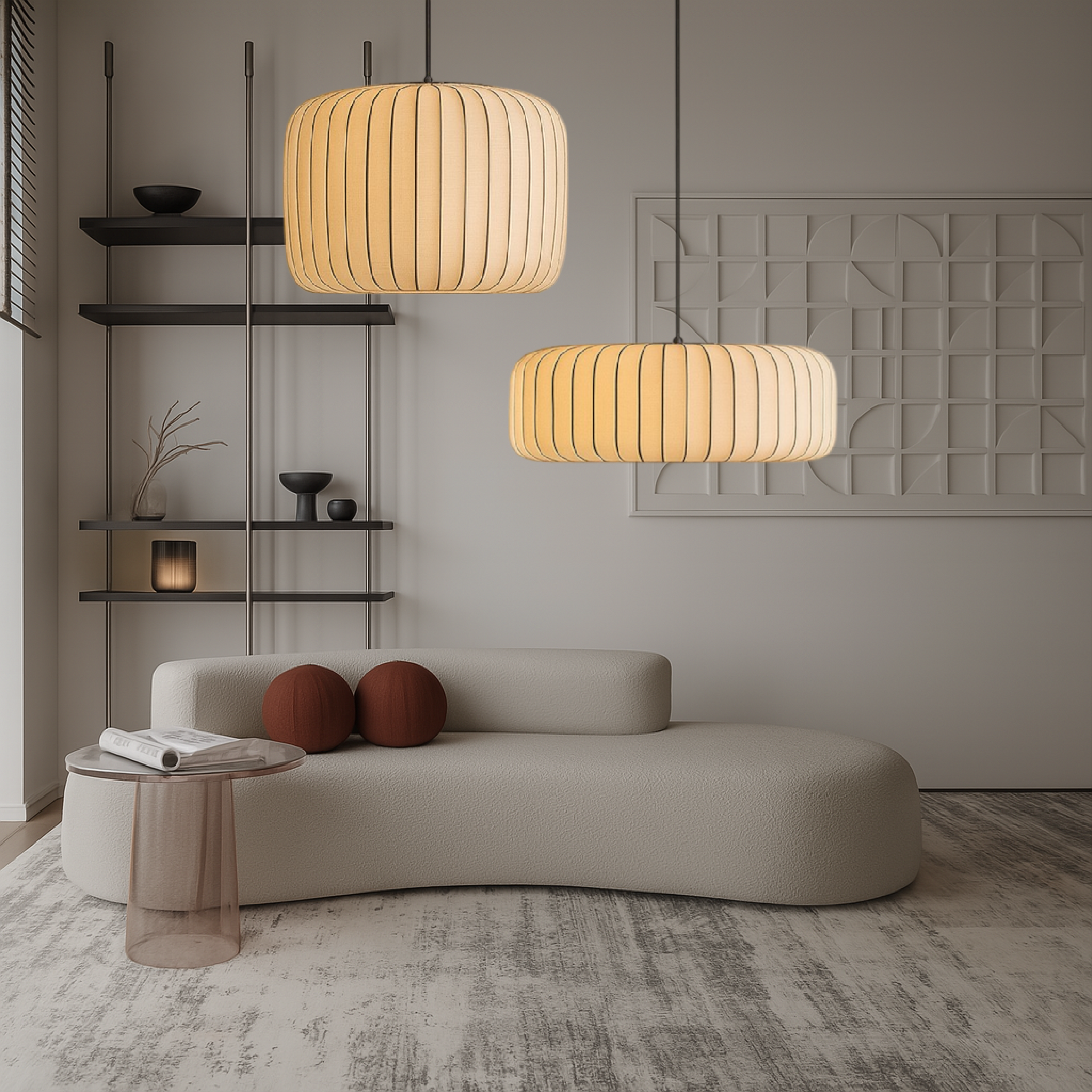Lampada a sospensione in seta Rendara