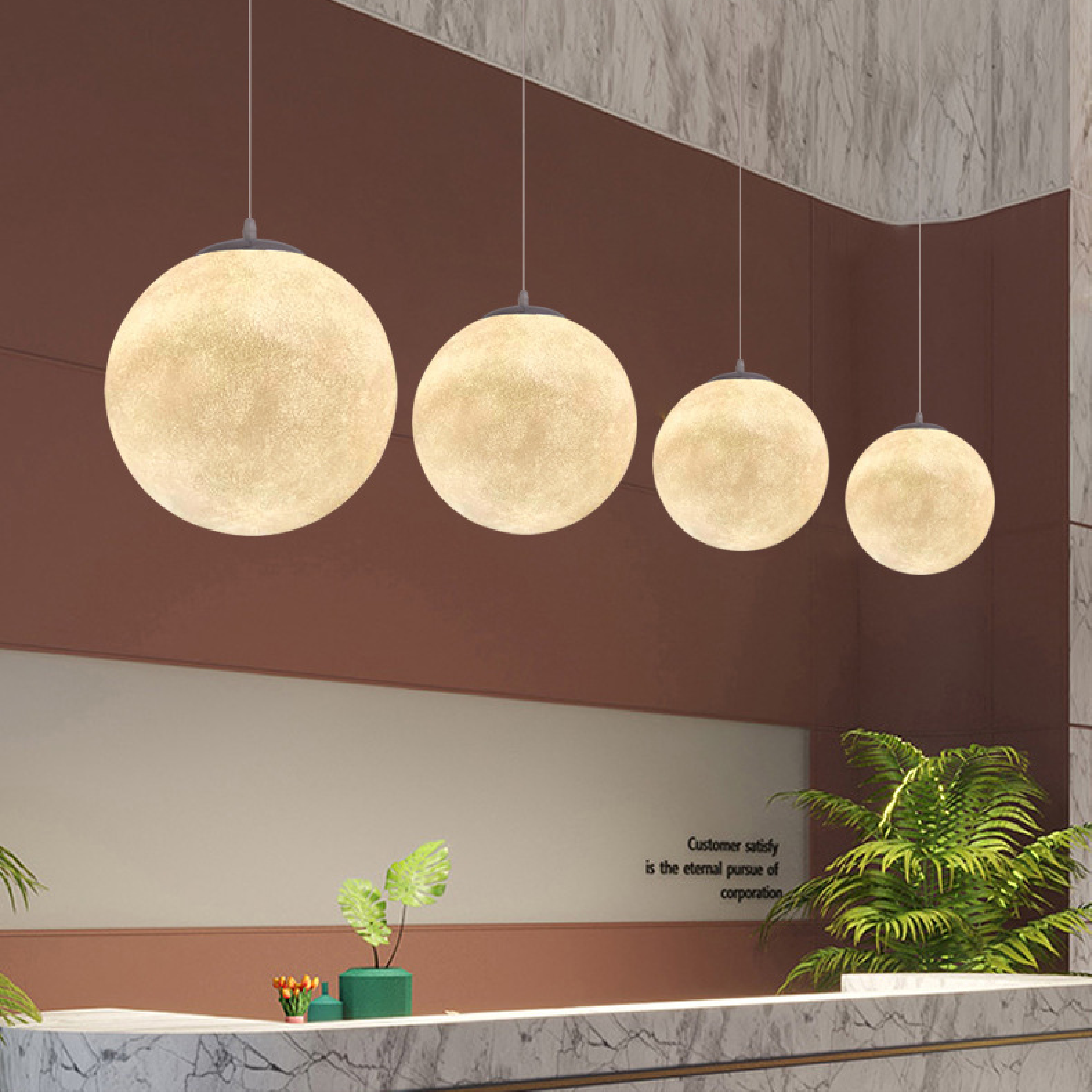 Lampada a sospensione con motivo luna