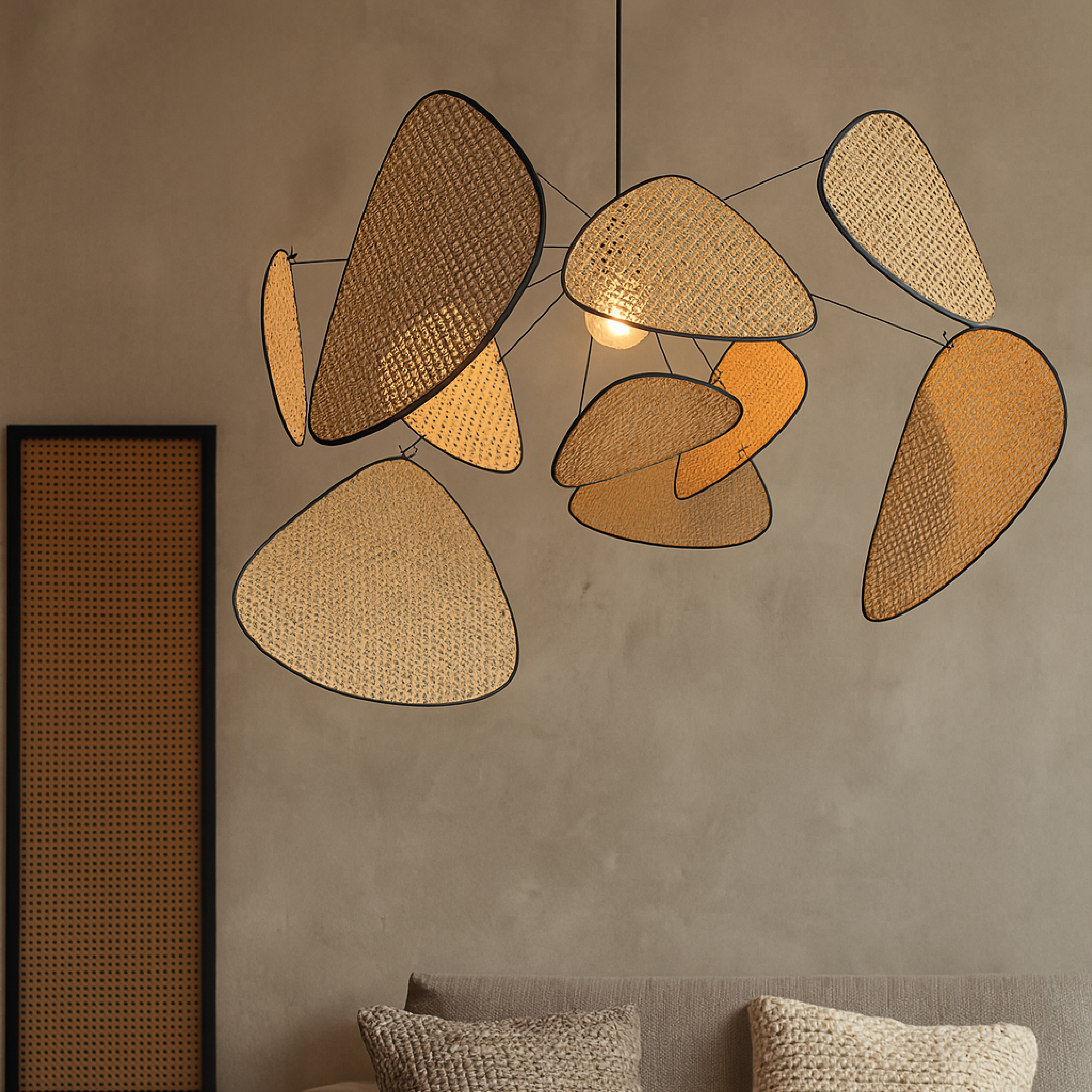 Lampada a sospensione in rattan di Bria