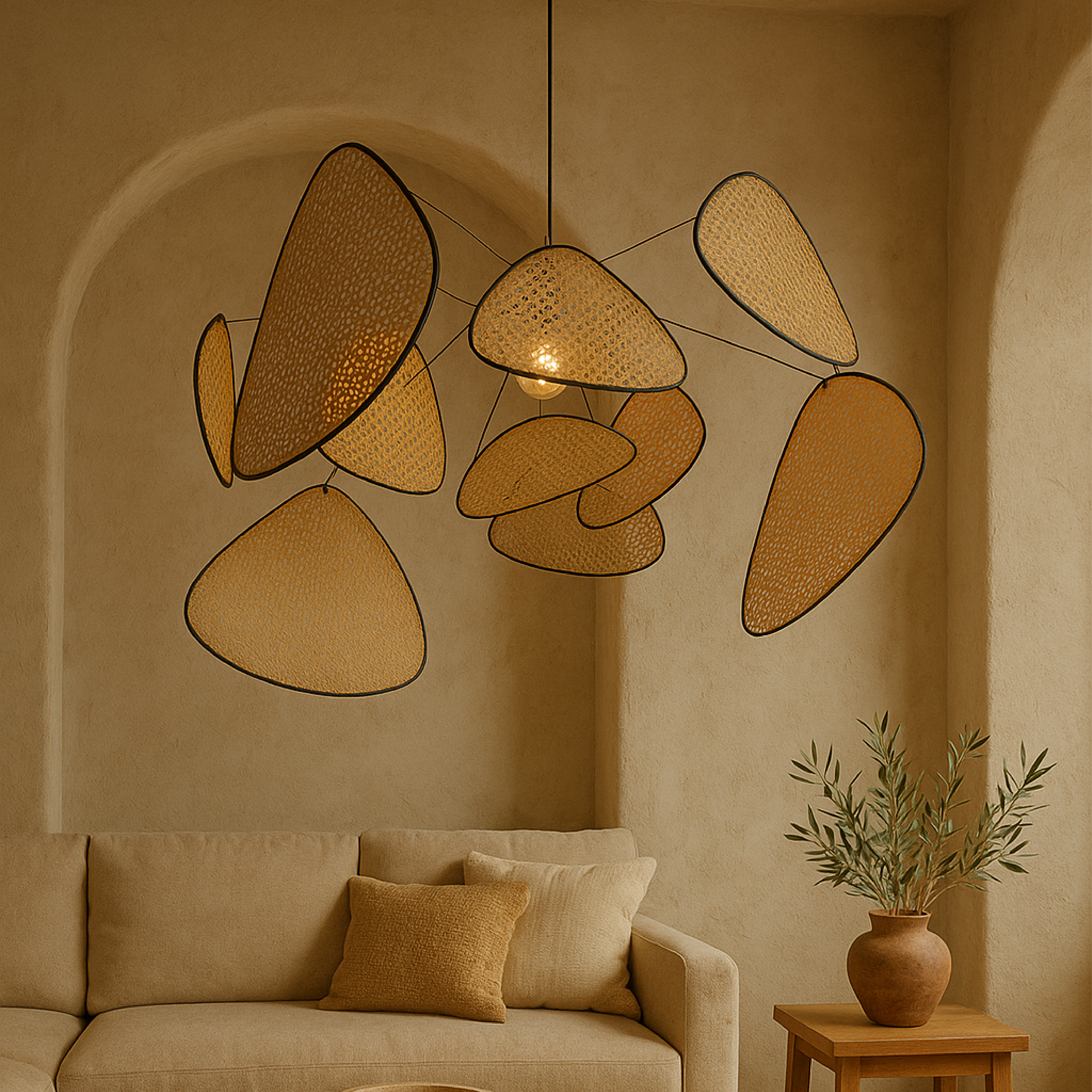 Lampada a sospensione in rattan di Bria