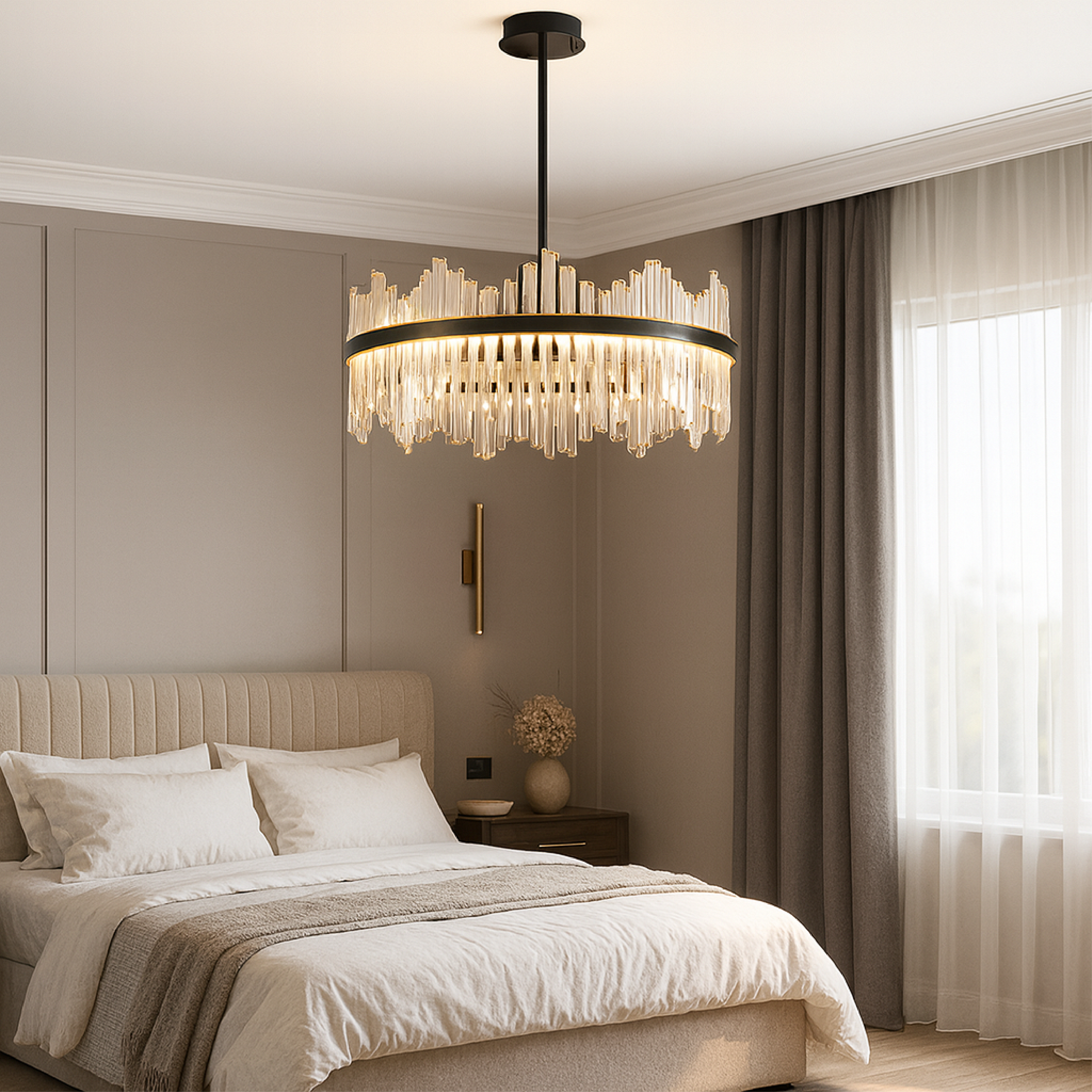 Lampadario Terri in cristallo nero